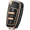Silicone and TPU protective key cover for Chery Arrizo 5 – Black (leather-look silicone/TPU)