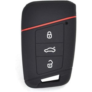 غطاء سيليكون لمفتاح سيارة عن بعد بثلاثة أزرار يناسب سيارة VW PASSAT وسيارة سكودا كودياك وسوبرب A7 2015 2016 2017 2018 حامل قشرة