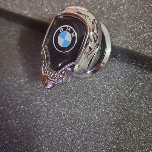 غطاء دائرة زر تشغيل/إيقاف محرك سيارة BMW الفضية بي ام دابليو