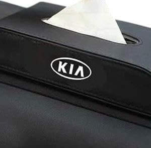 علبة مناديل للسيارة جلد مستورد عالي الجودة , مناسبة لسيارات كيا KIA-تصميم جذاب وانيق -لون اسود